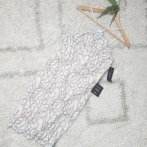 Delicate Darling Beige and Ivory Lace Bodycon Dress - Picture 2 of 12